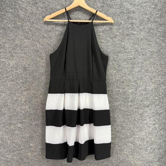 B. Darlin Dress Women 13/14 Black Striped Shift Short Zipper Lined Sleeveless - Picture 1 of 6